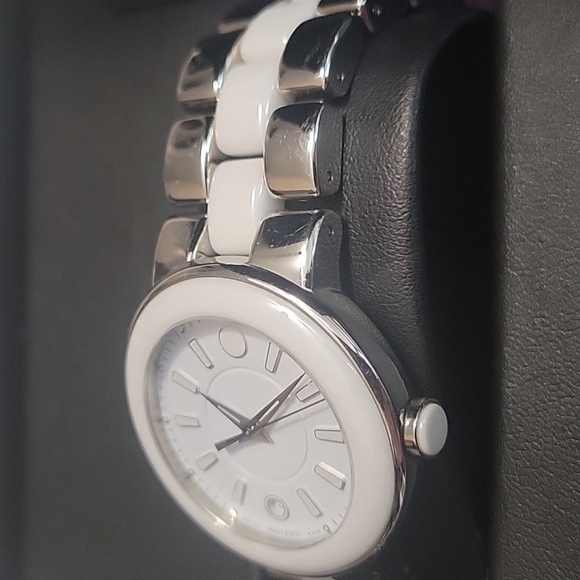 Movado Silver and White Bracelet Watch - Picture 4 of 9